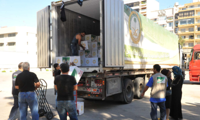 A Saudi campaign to support Syria with distributed food rations to displaced people in Beirut.