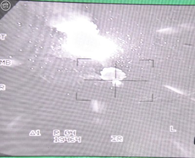 An image still from a Saudi airstrike. 