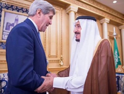 Secretary of State John Kerry and Saudi King Salman meet in Riyadh in October, 2015.