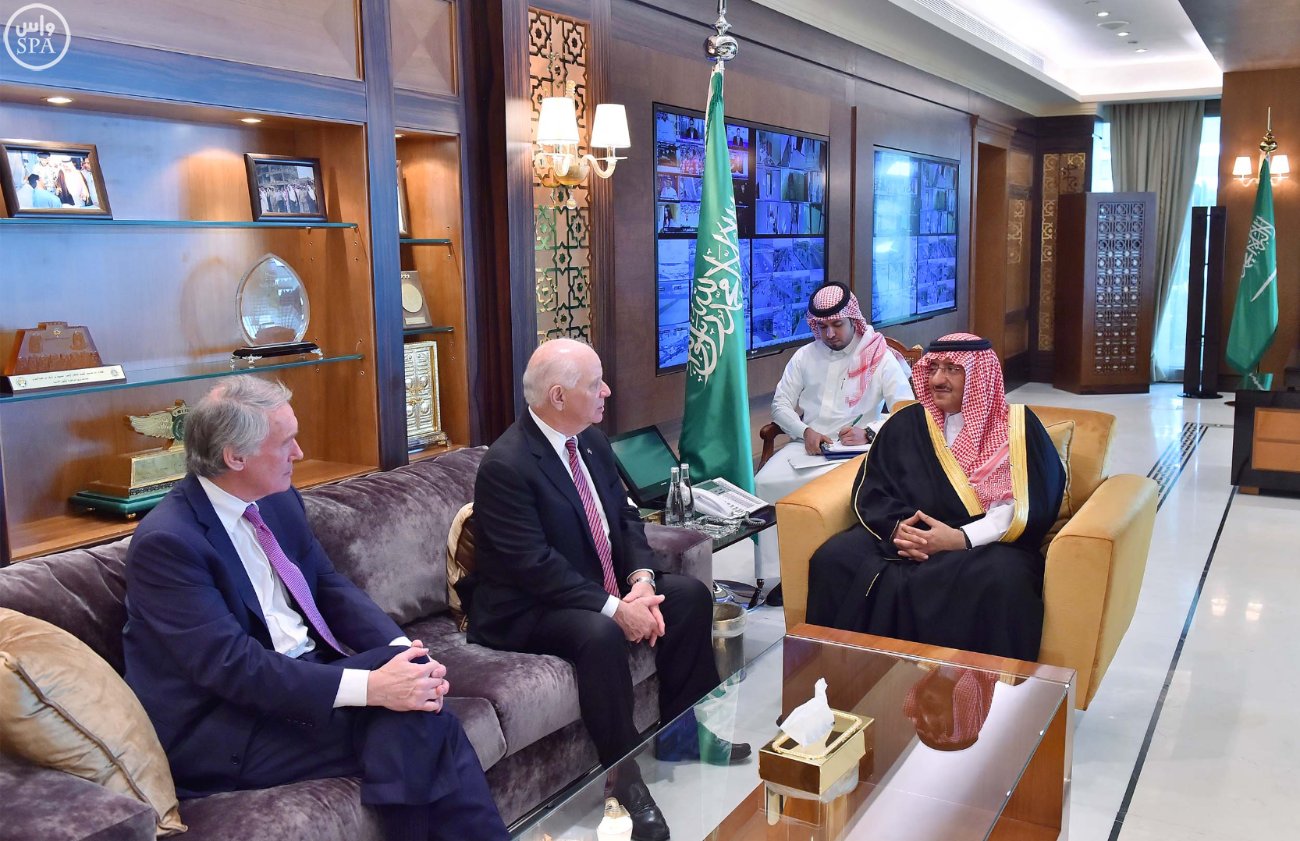 Crown Prince Mohammed bin Naif meets with U.S. Senators.