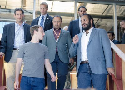 Deputy Crown Prince Mohammed bin Salman with Mark Zuckerberg, CEO of Facebook.
