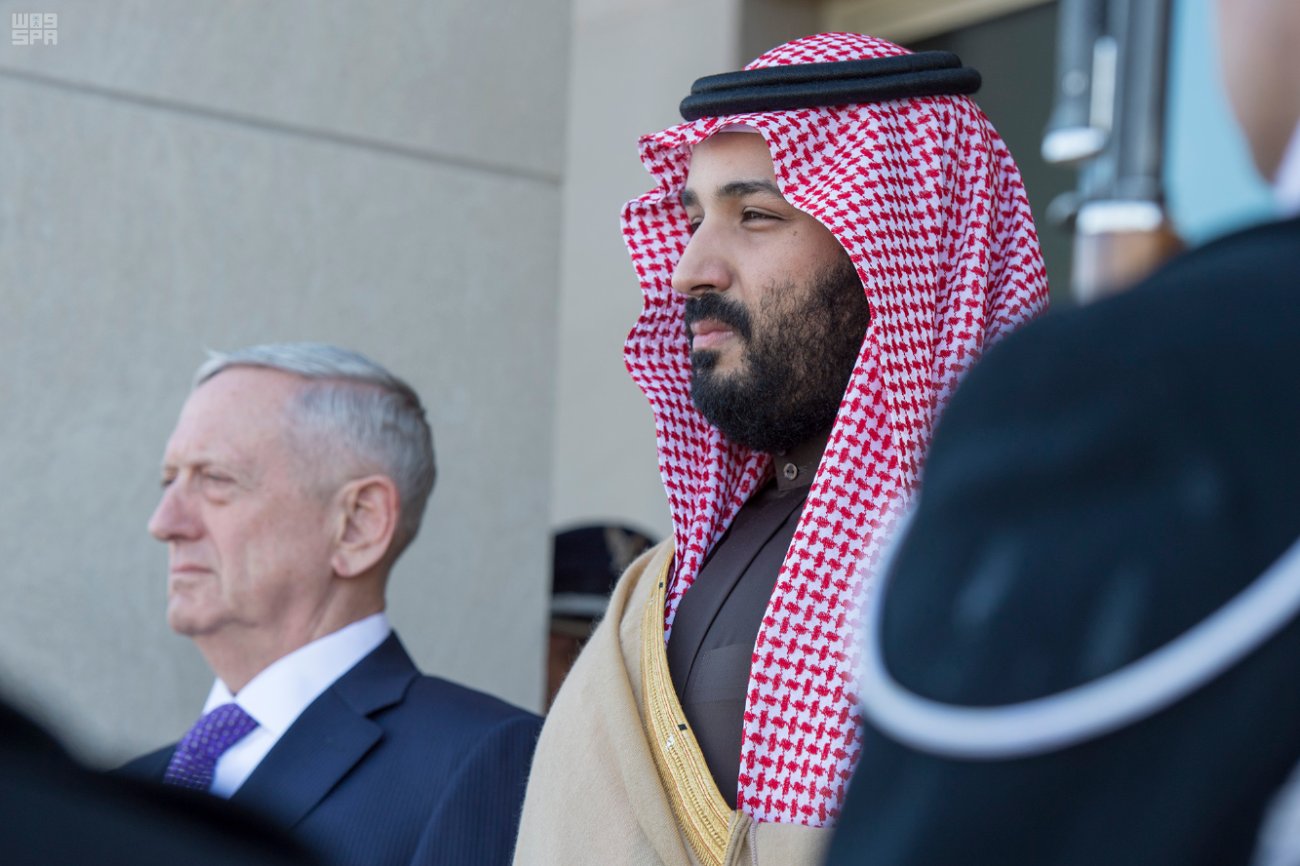Deputy Crown Prince Mohammed bin Salman at the Pentagon yesterday.