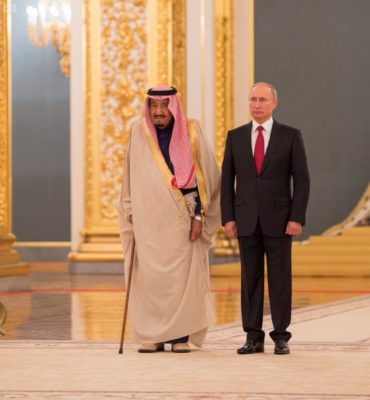 King Salman and Vladamir Putin in Russia.