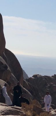The crown prince and several senior ministers and officials were enjoying the views from the 2,549 meter peak of Jabal Al-Lawz.
