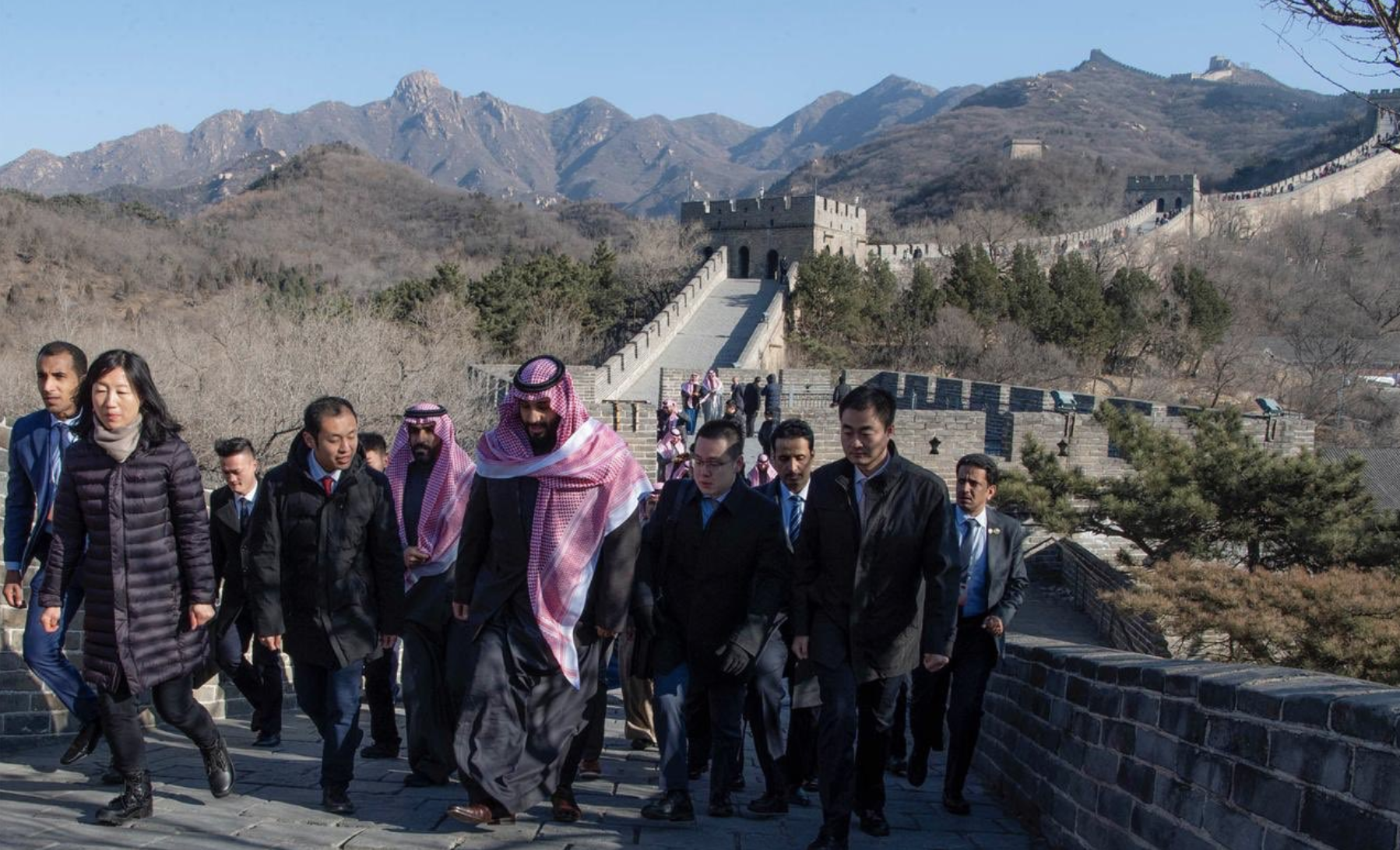 Crown Prince Mohammed bin Salman visits and tours the Great Wall of China.