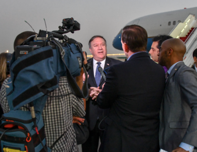 Secretary of State Mike Pompeo, speaking to reporters before leaving Riyadh in October 2018.