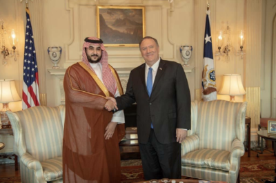 Prince Khalid bin Salman with Secretary of State Mike Pompeo in October 2019.
