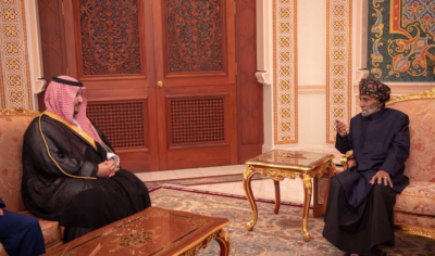 Saudi Arabia’s Deputy Defense Minister Prince Khalid bin Salman met with Sultan Qaboos bin Said on Monday. 
