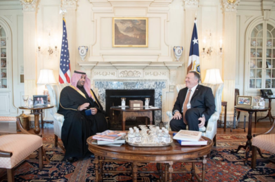 Prince Khalid bin Salman and Mike Pompeo in Washington, D.C.