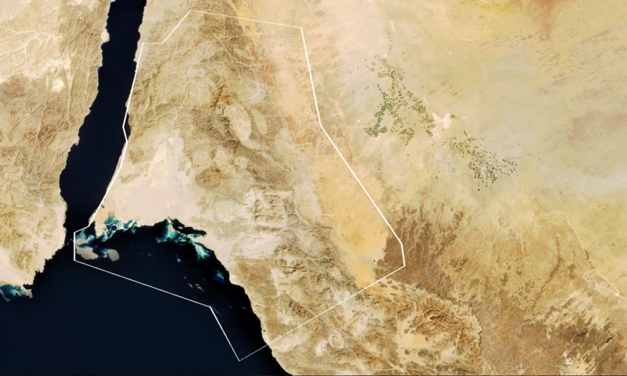 Neom, as shown on a map from discoverneom.com, will be 10,000 square miles.