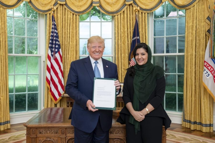 Saudi Ambassador to the United States Princess Reema bint Bandar al-Saud presented her credentials to President Trump at the White House on Monday, officially beginning her tenure as the Kingdom’s new top diplomat in Washington.