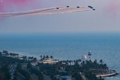 An airshow over Jeddah in 2020. 