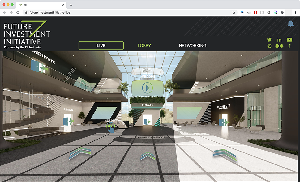 The virtual lobby of the FII.