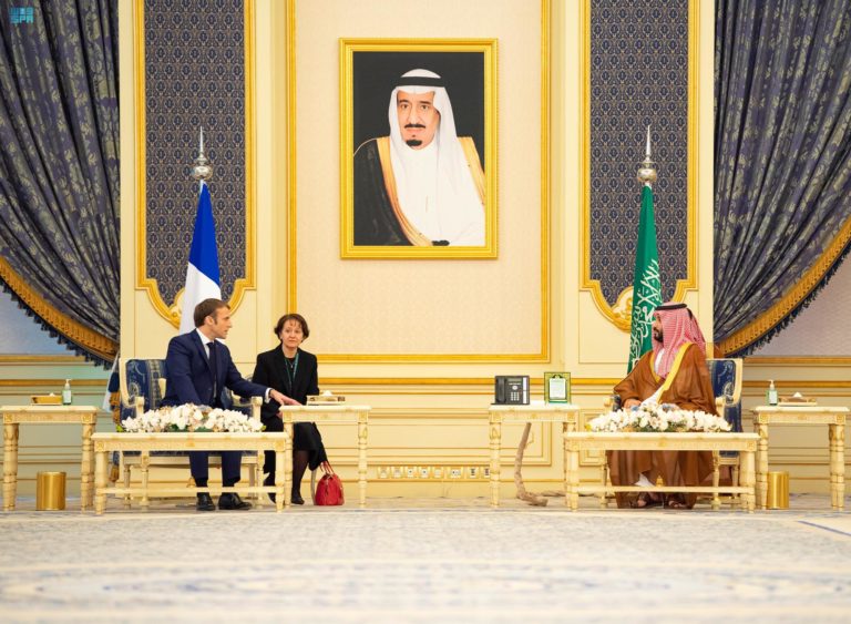 Crown Prince Mohammed bin Salman and French President Emmanuel Macron.